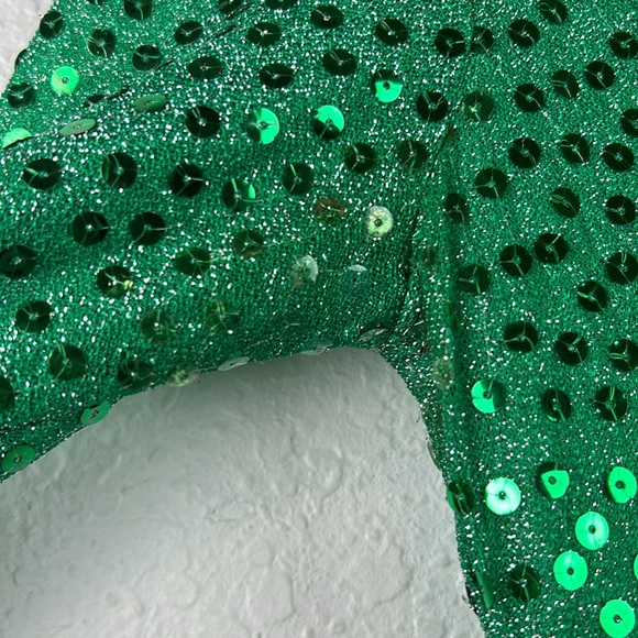 Vintage Mollie Parnis Boutique 1960’s long emerald green sequin mock neck gown - Picture 7 of 13